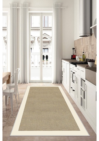 West Home Dijital Baskı Yıkanabilir Kaymaz Taban Salon Halısı Mutfak Halısı Koridor Halısı Wh 455 Beige