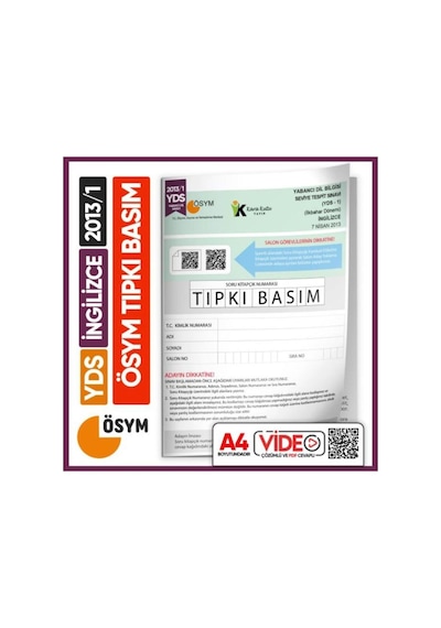 YDS 2013/1 ÖSYM Tıpkı Basım Çıkmış Soru Deneme Kitapçığı Video Çözümlü Türkiye Geneli
