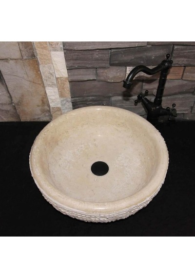 Klasik Traverten Dikey Patlatma Lavabo