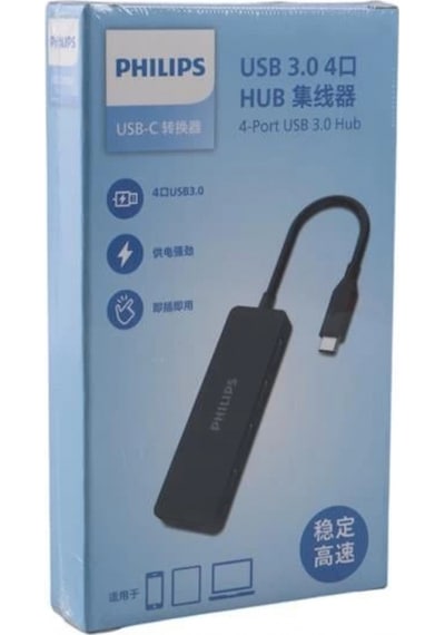 Philips Swr1603g/93 Siyah 20 Cm Kablolu Type-c To 4xusb 3.0 Çoklayıcı