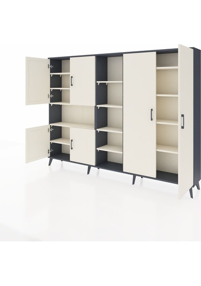 Arges Dolap 13 Raflı 6 Kapaklı 220x30x163 Antrasit-aytaşı Antrasit-aytaşı