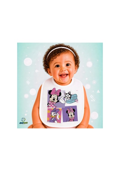 Minnie Mouse Keten Bebek Mama Önlüğü Yumuşak - Emici - Yıkanabilir - Özel Tasarım P139 Çok Renkli