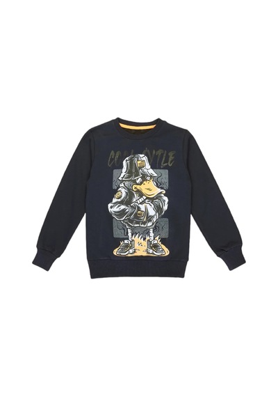 İrem Çocuk Giyim Erkek Çocuk Yazı Ve Resim Desenli Sweatshirt Lacivert