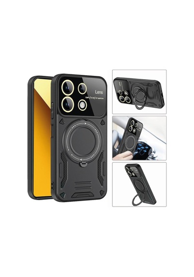 Realme C55 Kılıf Joy Lens Standlı Kapak - Kırmızı Renk