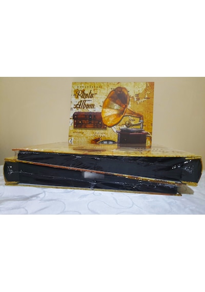 10x15 Cm 4x6 Fotoğraf Resim Albümü 600'lük Gramafon Desenli