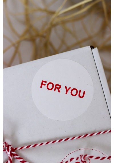 For You Yazılı Beyaz 50 Mm Yuvarlak Yapışkanlı Sticker Etiket 100 Adet