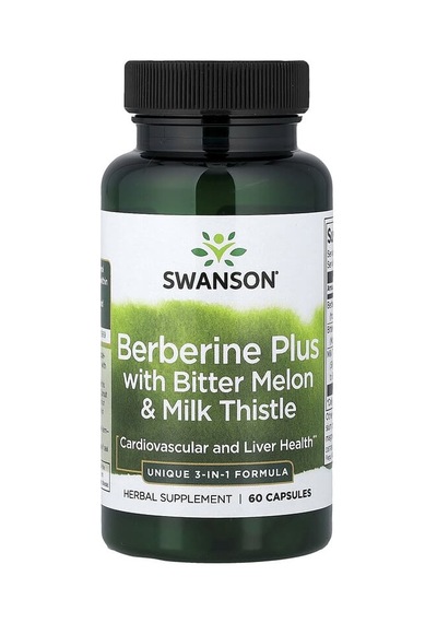 Swanson Vitamins, Berberine Plus With Bitter Melon & Milk Thistle, 60 Capsules