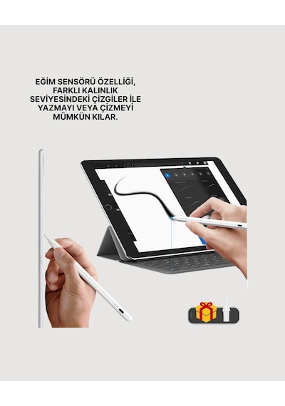 Yüksek Hassasiyetli Eğim Sensörlü Dijital Kalem Usb-c Hızlı Şarjlı Yeni Nesil Beyaz