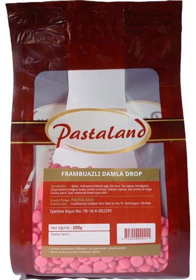PASTALAND FRAMBUAZLI DAMLA DROP ÇİKOLATA 200 gr