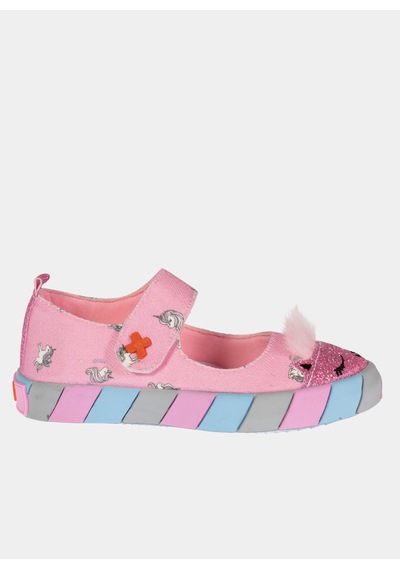 Pembe Kedi Kanvas 3d Kız Çocuk Babet Pembe