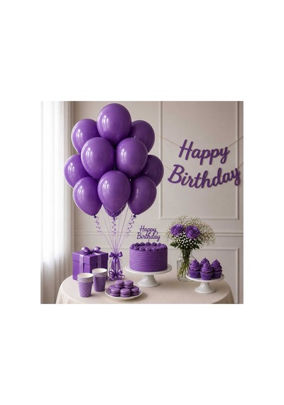 Latex Balon Seti 10'lu-mor Çok Renkli