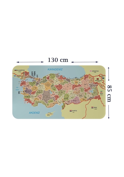 Eğitici - Öğretici Dünya Ve Türkiye Haritası Çocuk Odası Duvar Sticker-85x130-3890 Çok Renkli
