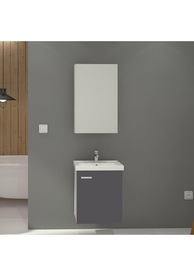 Denko Terra 50 CM Antrasit Gri Mdf Banyo Dolabı Takımı Antrasit - Gri Denko Terra 50 CM Antrasit Gri Mdf Banyo Dolabı Takımı Antrasit - Gri