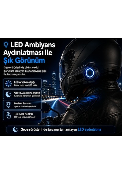 Motosiklet Kask Bluetooth Kulaklığı Kameralı Wifi Destekli Type-c Şarjlı Mikrofonlu Kask İçi Interkom Sistemi