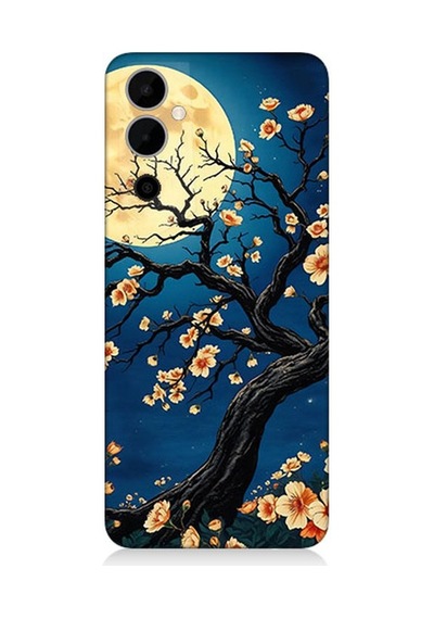 Tecno Pova Neo 2 Uyumlu Ay Altında Kiraz Çiçeği Desenli Silikon Kılıf Çok Renkli