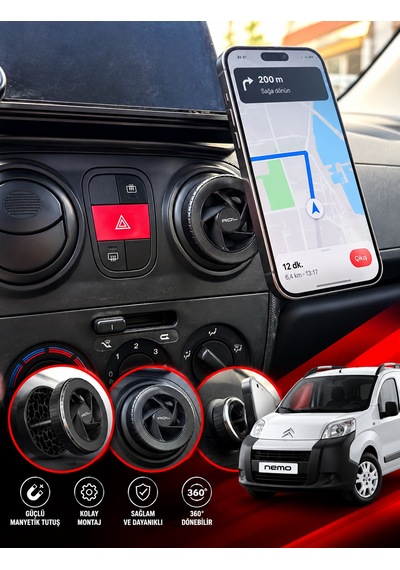 Citroen Nemo Araç Içi Premium Telefon Tutucu - Araba Telefon Tutacağı Havalandırma Için