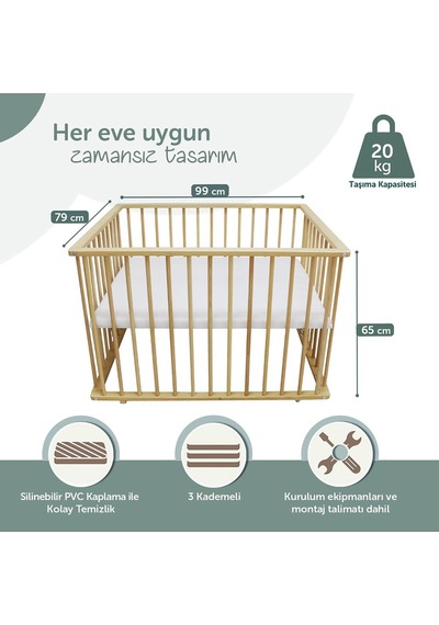 Kukka Tekerlekli Ve Padli 3 Kademe Oyun Parkı 80x100 Cm - Standart