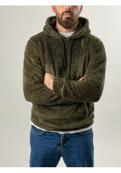 Cocopelli Erkek Haki Peluş Polar Sweatshirt Coc2570 Haki