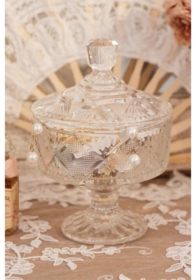 Vintage Kristal Cam Şekerlik Lokumluk 450 Ml
