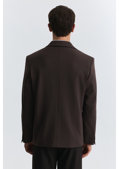 Antioch Relax Fit Kruvaze Erkek Blazer Ceket Koyu Kahve