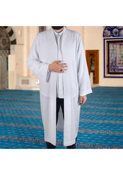 Beyaz Buhara Yaka Pratik Namaz Cübbesi Çok Renkli