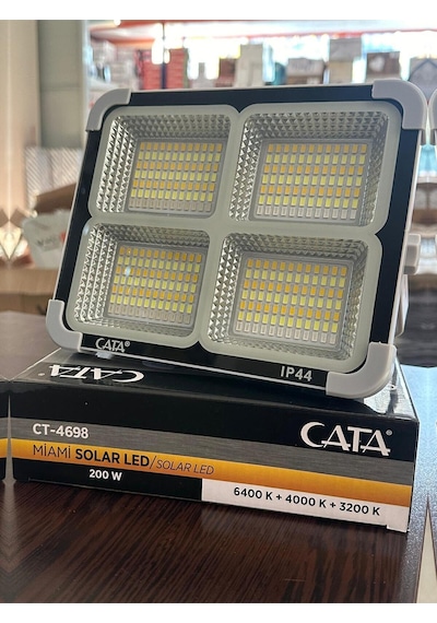Ct-4698 Miami Solar Led Projektör Yeni Solar Panel Ve Pil Ömrü Güçlendirilmiş Beyaz