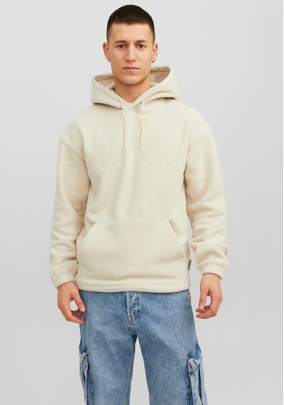 Jack & Jones Göğüs Baskılı Kapüşonlu Sweatshirt - Silverlake 12242470 Moonbeam Siyah