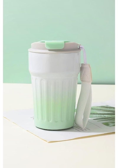 304 L Çelik 400 Ml Yeşil Beyaz Degrade El Termos Mug Cin918ys Çok Renkli