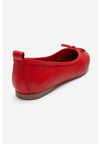 Luvi Shoes 01 Kırmızı Cilt Hakiki Deri Kadın Babet Ayakkabı
