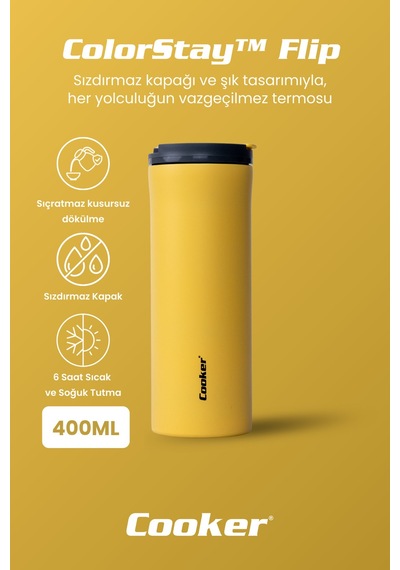 Cooker Colorstay Flip 400 Ml Paslanmaz Çelik Bardak Termos Ckr2041 Altın