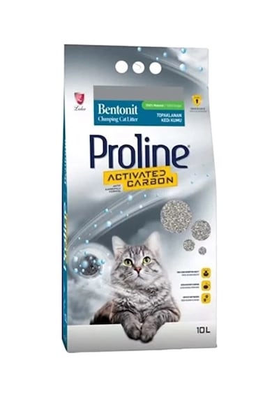 Proline Aktif Karbonlu İnce Taneli Topaklanan Bentonit Kedi Kumu 10 Lt
