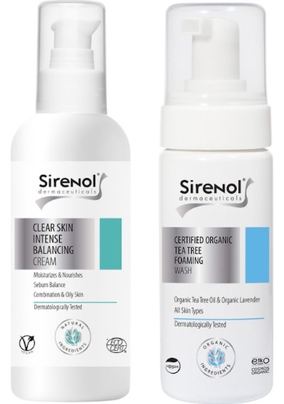 Sirenol Organik Sertifikalı Çay Ağacı Temizleme Köpüğü 150 ML + Yoğun  Bakım Kremi 60 ML