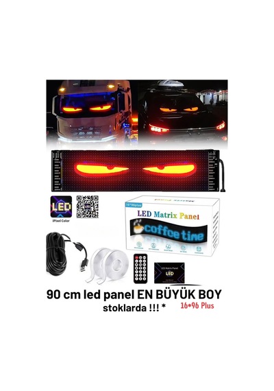 Esnek Katlanabilir Panel Led Cama Yapışır Uygulama İle Kontrol Dijital Tabela Kayar 90cm 16x64 Led