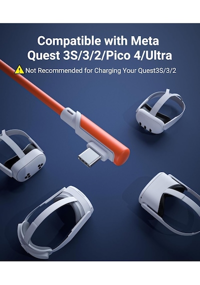 5 M Usb-c Vr Kablo Quest2/quest Pro/pico 4 Uyumlu Yüksek Hızlı Bağlantı Kablosu Turuncu