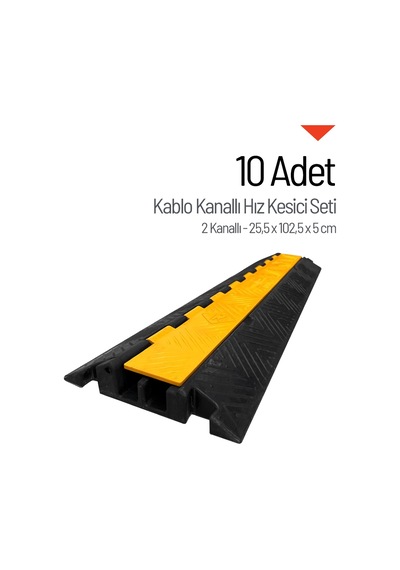 10'lu Kablo Kanallı Hız Kesici Seti 2 Kanallı, Yol Kasisi 25,5 X 102,5 X 5 Cm-3783
