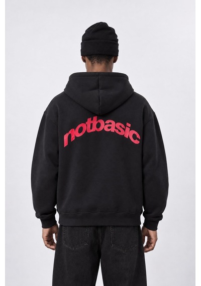 Respire Erkek Notbasic Baskılı Oversize Hoodie Siyah