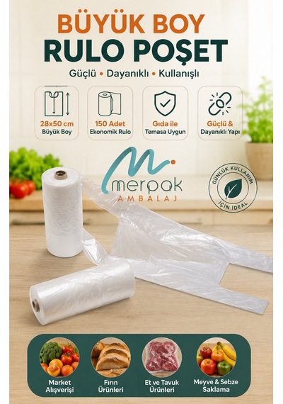 Rulo Poşet Büyük Boy Hışır Atlet Poşet Market Manav Poşeti Çöp Poşeti