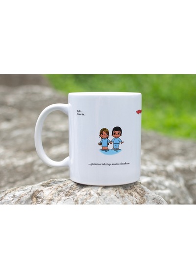 Aşk Temalı Kupa Bardak Gözlerine Baktıkça Mutlu Olmaktır Yazılı Love Sevgililer Günü Hediyesi Beyaz