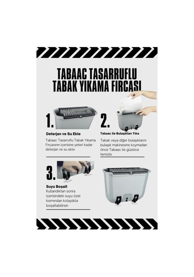 Hazneli Tabak Yıkama Fırçası Easyso5714 Temizlik Aparatlı Tahliye Vanası Renkli Vantuzlu Beyaz - Çok Renkli