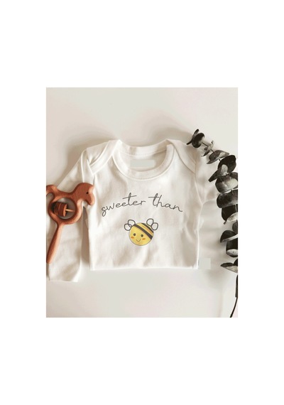 Babylimon Sweeter Than Bee Uzun Kol Çıtçıtlı Organik Bebek Body Beyaz - 132150681 Beyaz