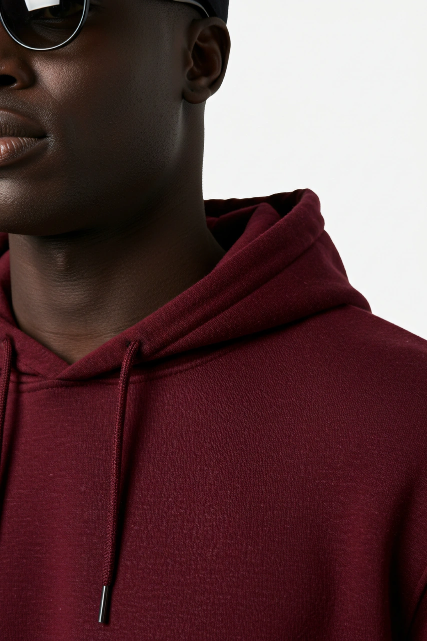 Erkek Oversize %100 Pamuk Yüksek Kalite Erkek Kapüşonlu Sweatshirt Bordo