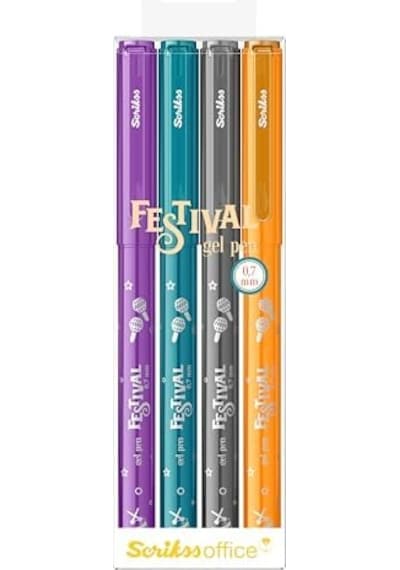 Office Festival Jel Kalem 0.7 Mm Vivid Renkler 4&apos Lü Blıster - 2 124-Pembe