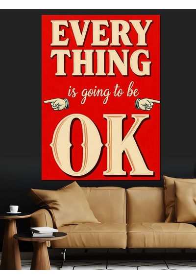 Ahşap Tablo Kırmızı Motivasyon Yazılı Poster