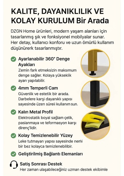 Zeus Gold Çerçeveli Cam Raflı Dresuar Modern İnce Tasarım "100 85 20"
