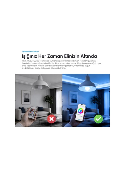 Şımart Akıllı Rgb Led Ampul Wi-fi 16m Renk, Uzaktan Kontrol Ve Sesli Asistan Uyumlu Diğer