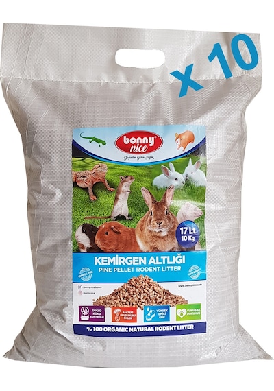 Bonny Nice Organik Sürüngen Taban Kumu Çam Pellet 10 KG 17 L x 10