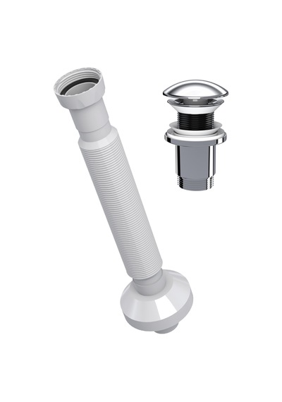 Suera Magic Pipe Körüklü Gider Borusu + Elixir Pop-up Set Krom - Taşma Deliksiz