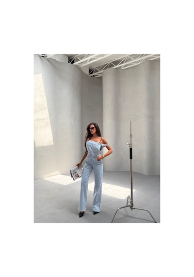 Kene Jeans Bol Paça Buz Kar Bahçıvan Kot Tulum Buz Kar