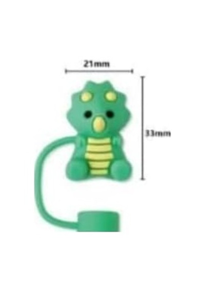 Silikon Pipet Kapağı,dinozor Figürlü Pipet Tıpası, Sevimli Karikatür Temalı, Çocuklar İçin Kırmızı