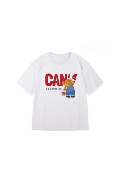 Tarzsokak Beyaz Cute Milk Dog Music Print 's Summer New Short Sleeves Comfor